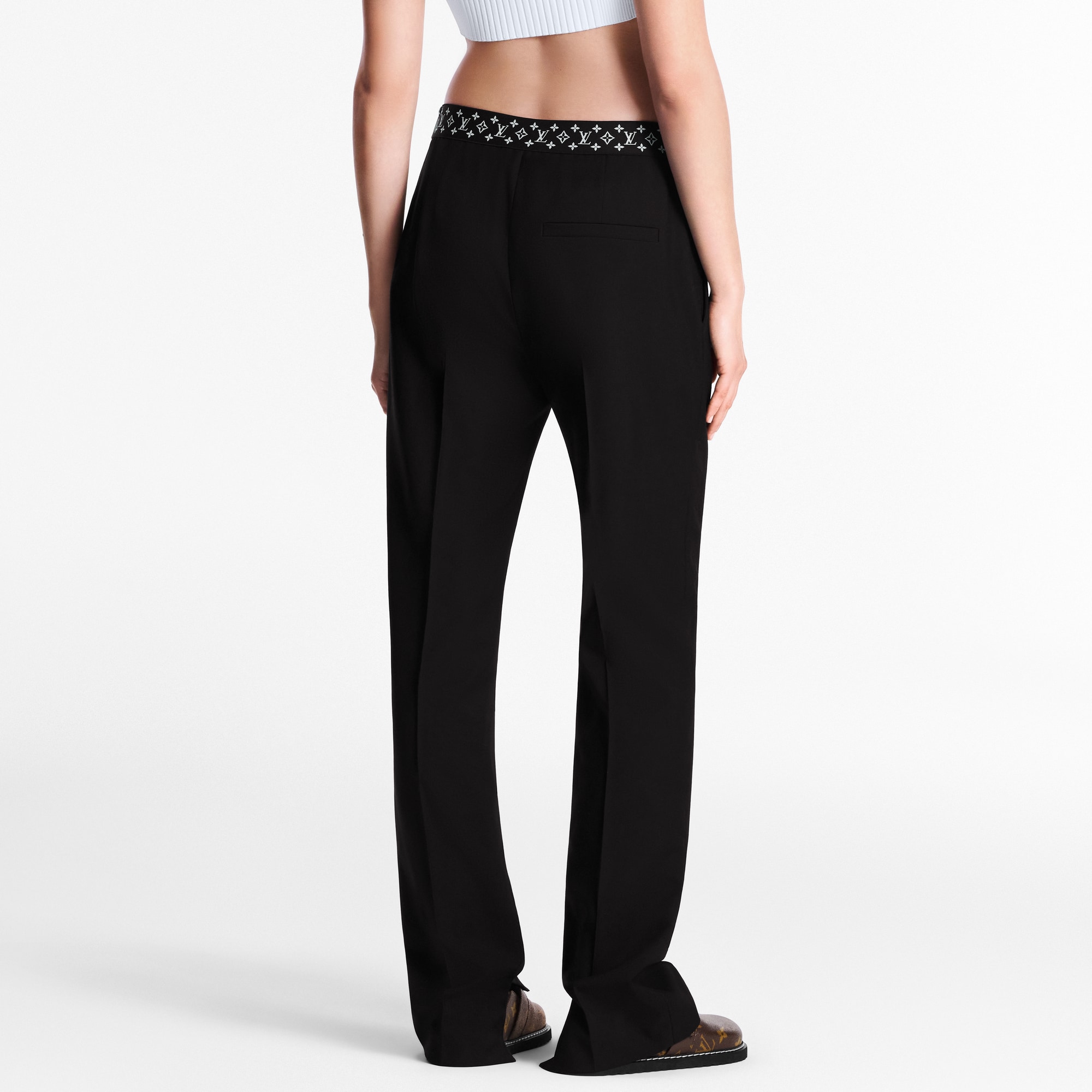 Straight Cut Pants With Monogram Elastic Belt - Women - Ready-to